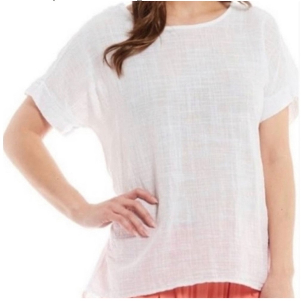 Terzo Millennio Italy Linen Button‎ Back Top Womens Medium White Casual